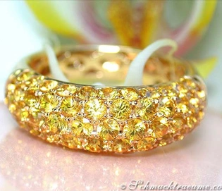 Gelber Saphir Pavéring mit 3.380 Karat, Gelbgold 585, detailreiches Design