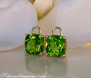 Peridot-Kissen-Ohrhänger aus Gelbgold 585