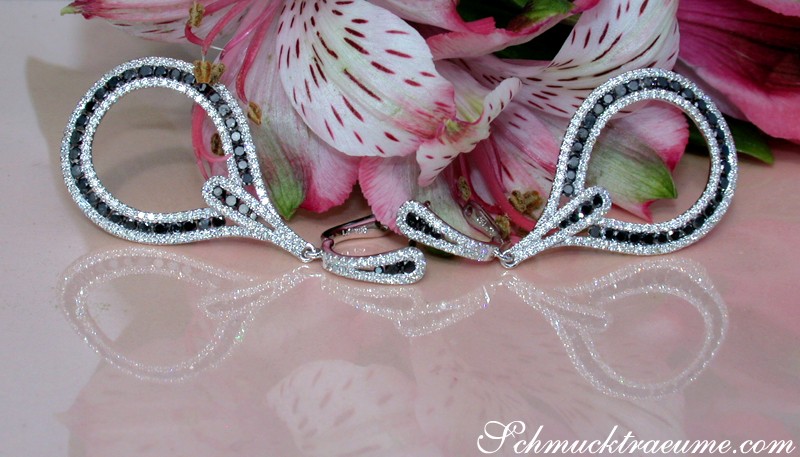 Schmuck mit Diamanten und schwarzen Diamanten, elegant auf weißem Hintergrund.