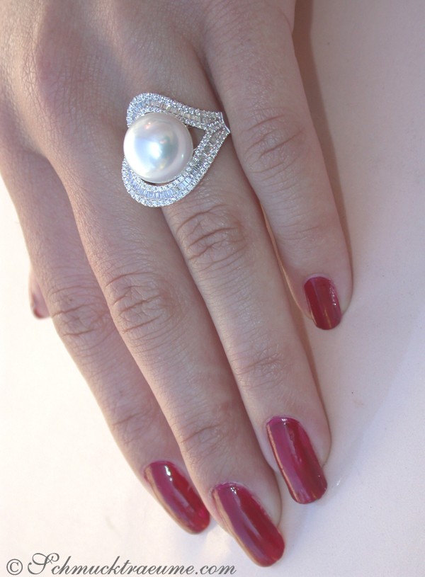 Traumhafter Südseeperle Ring mit Brillanten im Herz-Design - Image 7