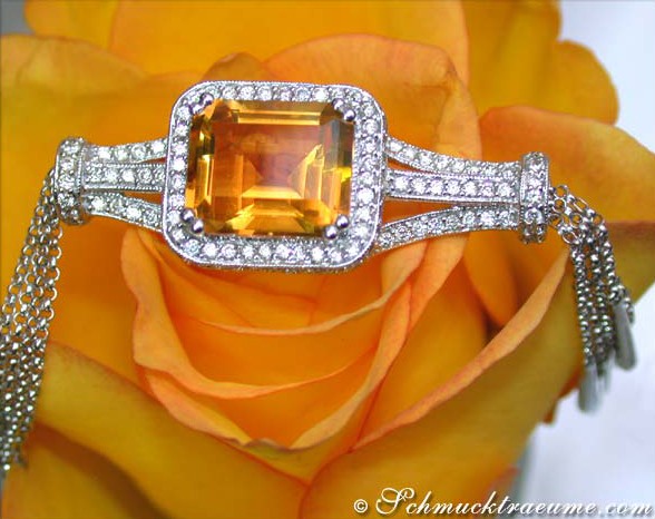 Ausgefallenes Citrin Collier mit Brillanten - Image 4