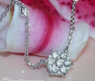 Weißgold-Halskette mit Diamant in Illusion-Design, Detailaufnahme