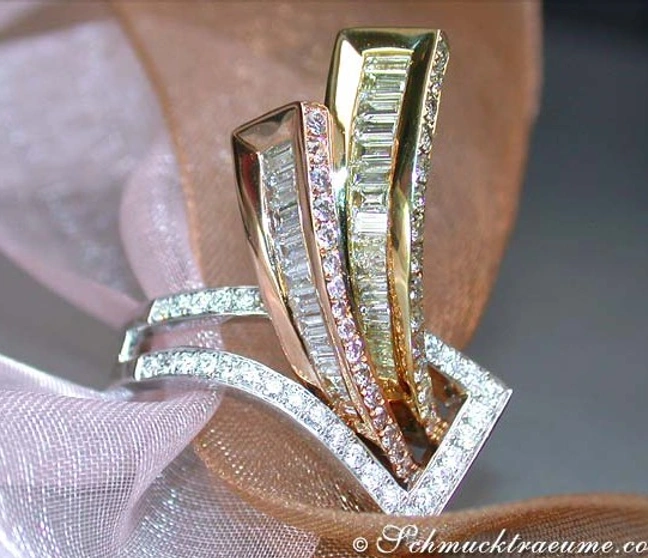 Gürtel-Diamantring in Weißgold, Roségold und Gelbgold, detailreich, luxuriös Gürtel-Diamantring in Weißgold, Roségold und Gelbgold, detailreich, luxuriös