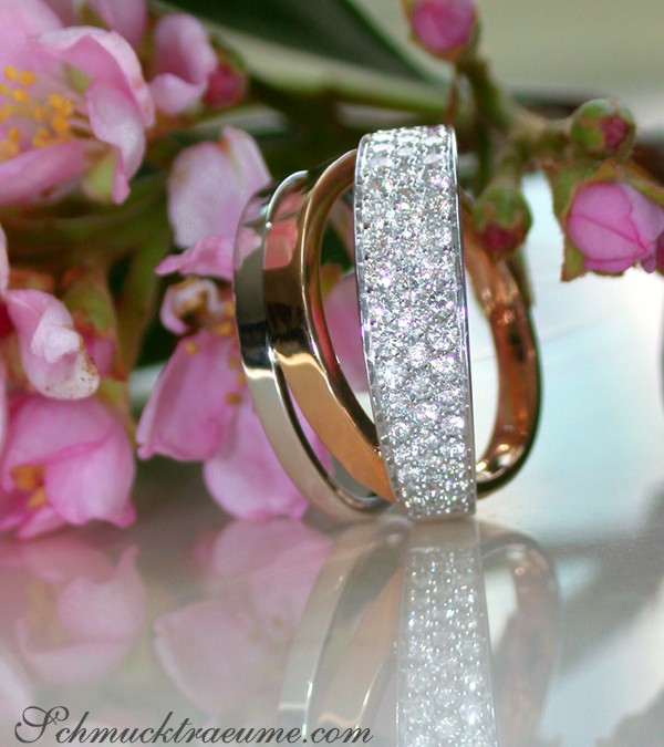 Mehrreihiger Diamanten Ring in Weißgold und Roségold - Image 5