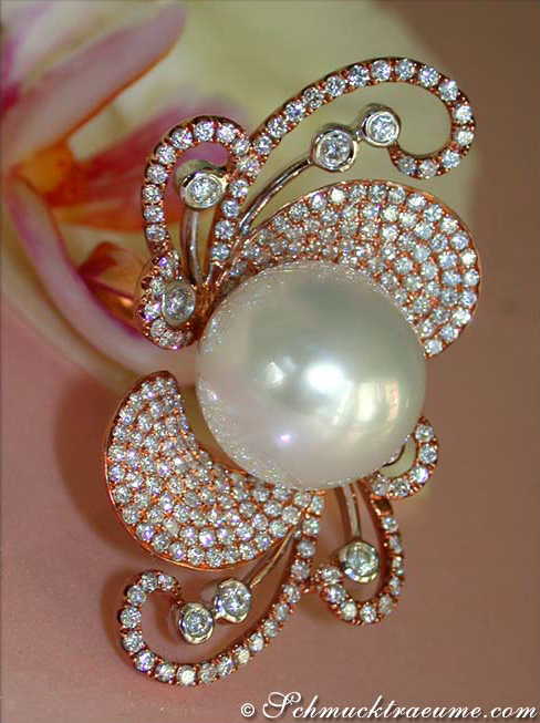 Fantastischer Südseeperle Ring mit Brillanten - Image 3