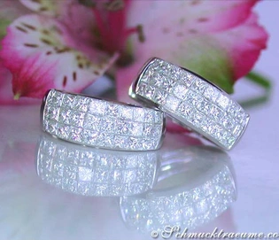 Weißgold 750 Creolen mit Princess Diamanten