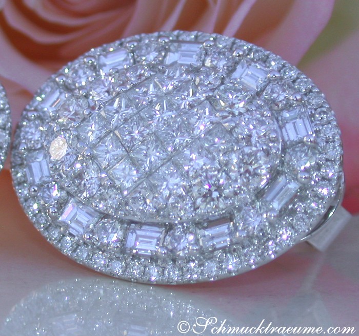 Prinzess- & Baguette-Diamant-Ohrstecker in Weißgold 750