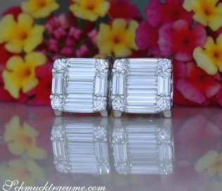 Klassische Diamant-Ohrstecker in Weißgold 750 mit Baguette-Schliff
