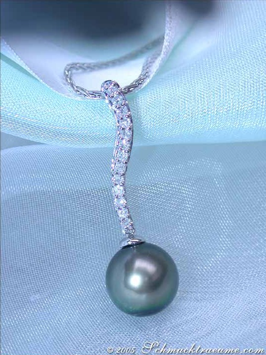 Tahitiperlen-Anhänger mit Brillanten in Weißgold 585