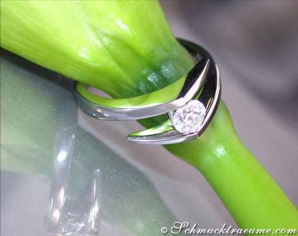 Weißgold 750 Diamant Solitär Ring mit TW VS 0.360 Karat