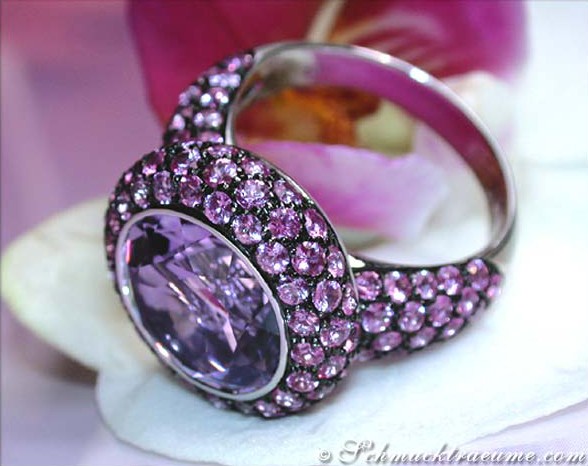 Prachtvoller Amethyst Ring mit pinken Saphiren - Image 3