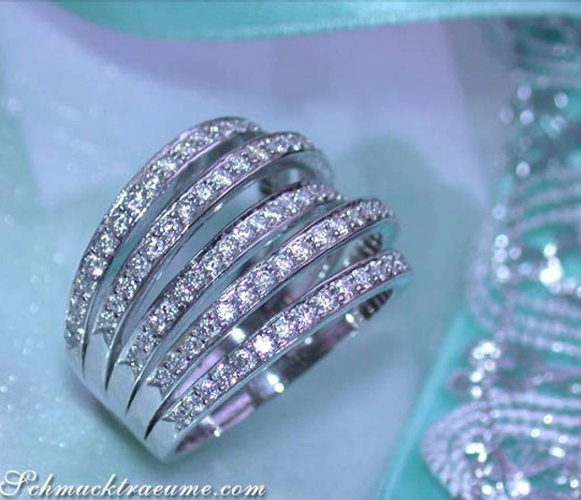 Mehrreihiger Brillanten Ring in Weißgold 750 - Image 1 Mehrreihiger Brillanten Ring in Weißgold 750 - Image 1