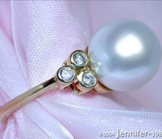 Gelbgold 585 Ring mit 11-12 mm Südseeperle und Diamanten