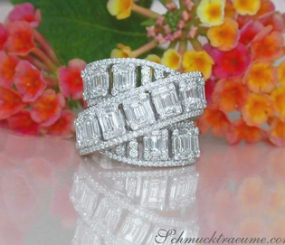 Baguette-Diamant-Ring aus Weißgold 750, überkreuzter Design, 2.370 Karat TW SI