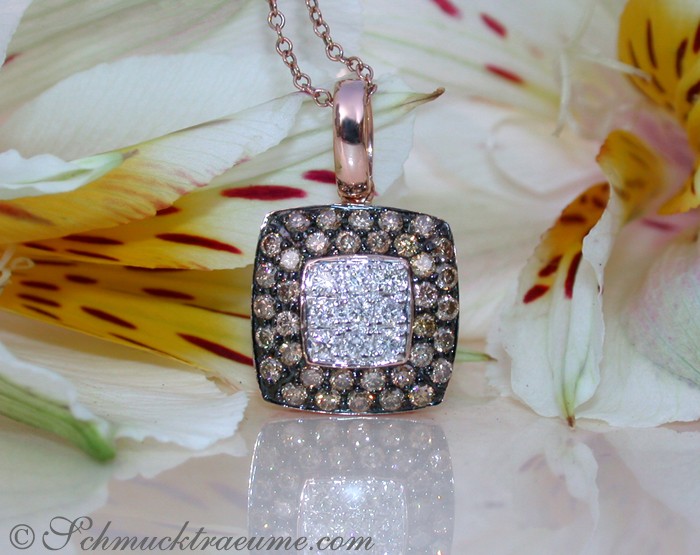 Zeitloser Carré Anhänger mit naturbraunen & weißen Brillanten - Image 2