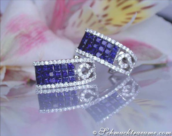 Feinste Saphir Ohrstecker mit Brillanten - Image 2