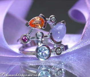 Weißgold-Ring mit Multicolor-Edelsteinen und Brillanten