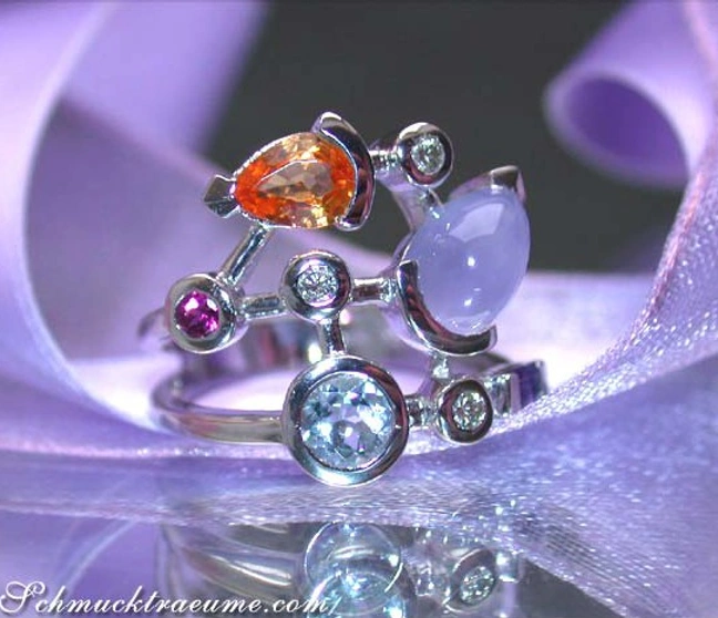 Weißgold-Ring mit Multicolor-Edelsteinen und Brillanten Weißgold-Ring mit Multicolor-Edelsteinen und Brillanten