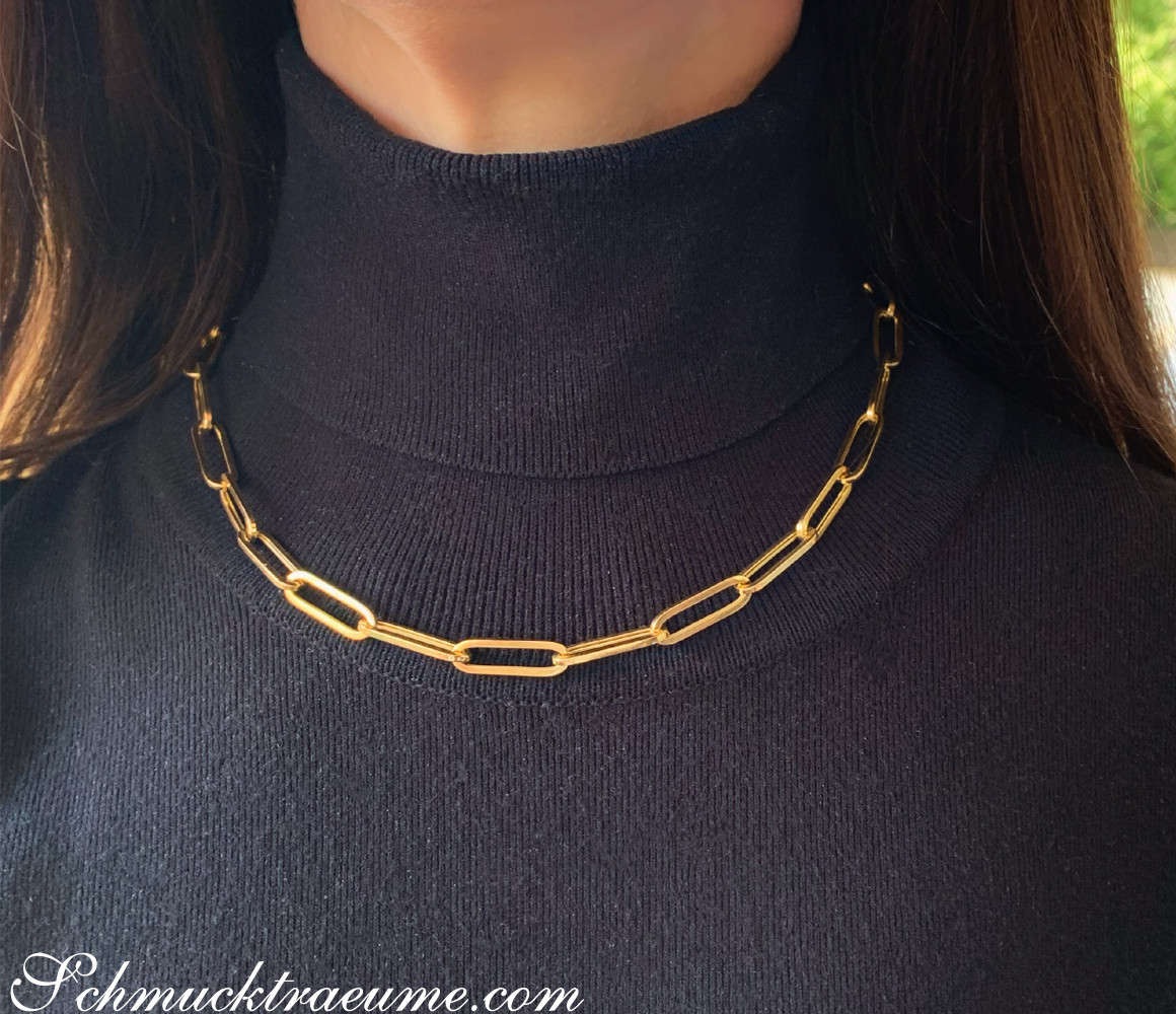 Gold Pur: Auffallende Paperclip Halskette / Collier in Gelbgold 585 - Image 4