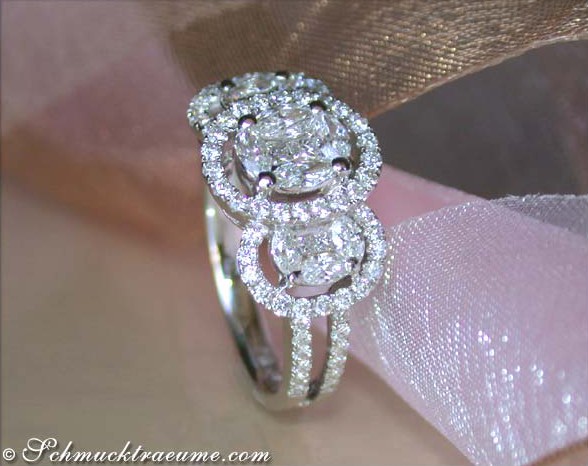 Illusion-Diamant-Ring mit 1.140 Karat in Weißgold 750