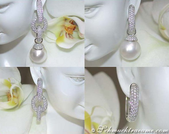 Wandelbare Südseeperlen Brillanten Ohrgehänge / Anhänger - Image 9