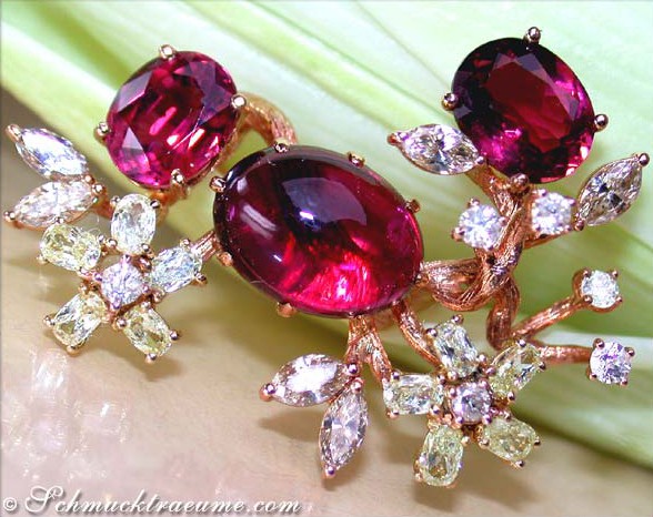 Grandioser Pink Turmalin Ring mit Diamanten im Blütendesign - Image 3