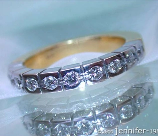 Schwerer Diamanten Memory Ring in Weiß- & Gelbgold 750 mit 0.70 Karat TW VS Diamanten