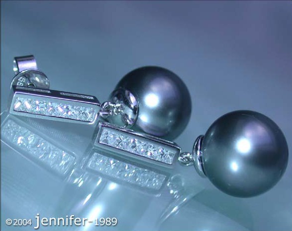 Weißgold 750 Ohrstecker mit 0.360 ct Diamanten und Tahitiperlen