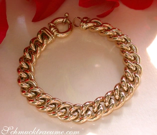 Gold-Panzer-Armband in Gelbgold 585, hochglänzend, detailreich, geschlossen.