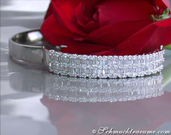 183 Brillanten & Baguetteschliff in Weißgold 750 - traumhafter Diamant-Armreif