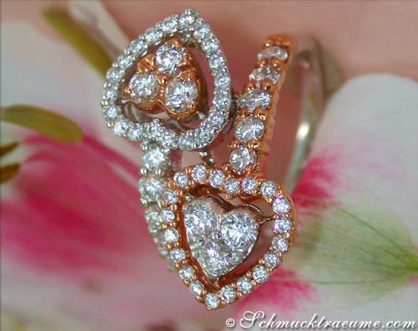 Exquisiter Diamanten Doppel Herz Ring - Image 3