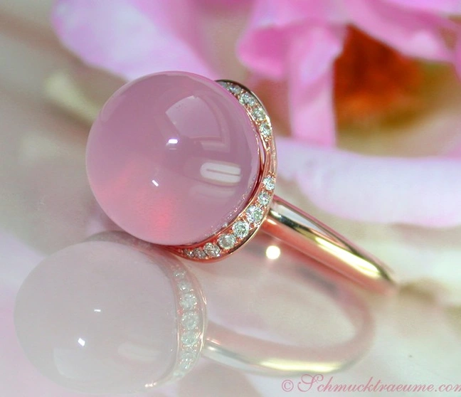 Bezaubernder Rosenquarz Brillanten Ring - Image 1 Bezaubernder Rosenquarz Brillanten Ring - Image 1