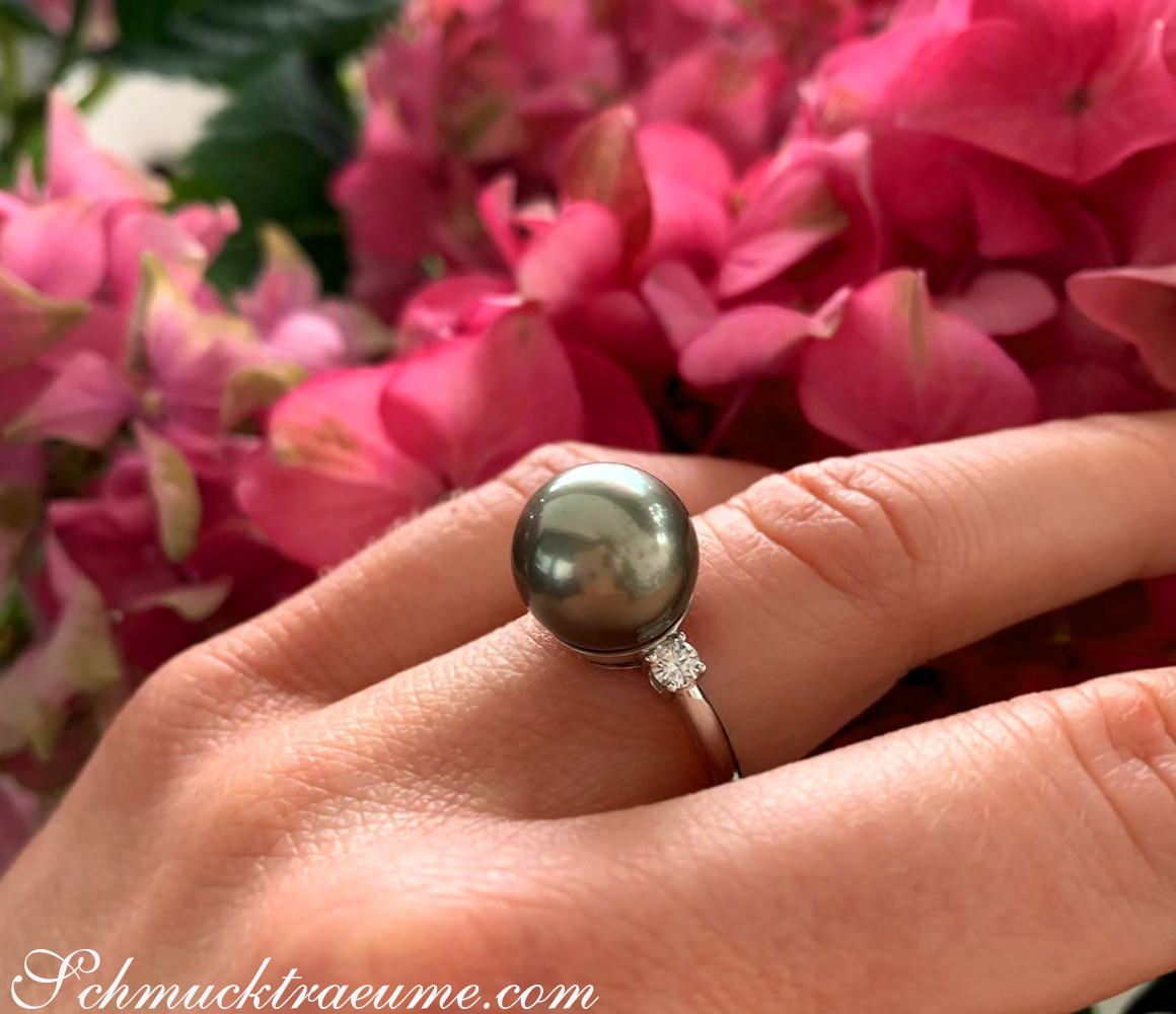Aparter Tahitiperle Ring mit Brillanten - Image 2