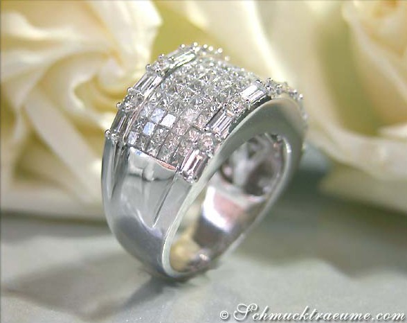 Prinzessinen-Diamant-Bandring in Weißgold 750 mit 3,04 ct. TW VS Brillanten