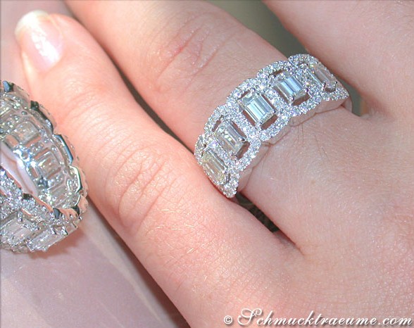 Edler Smaragd-Schliff-Diamant-Ring in Weißgold, Detailaufnahme