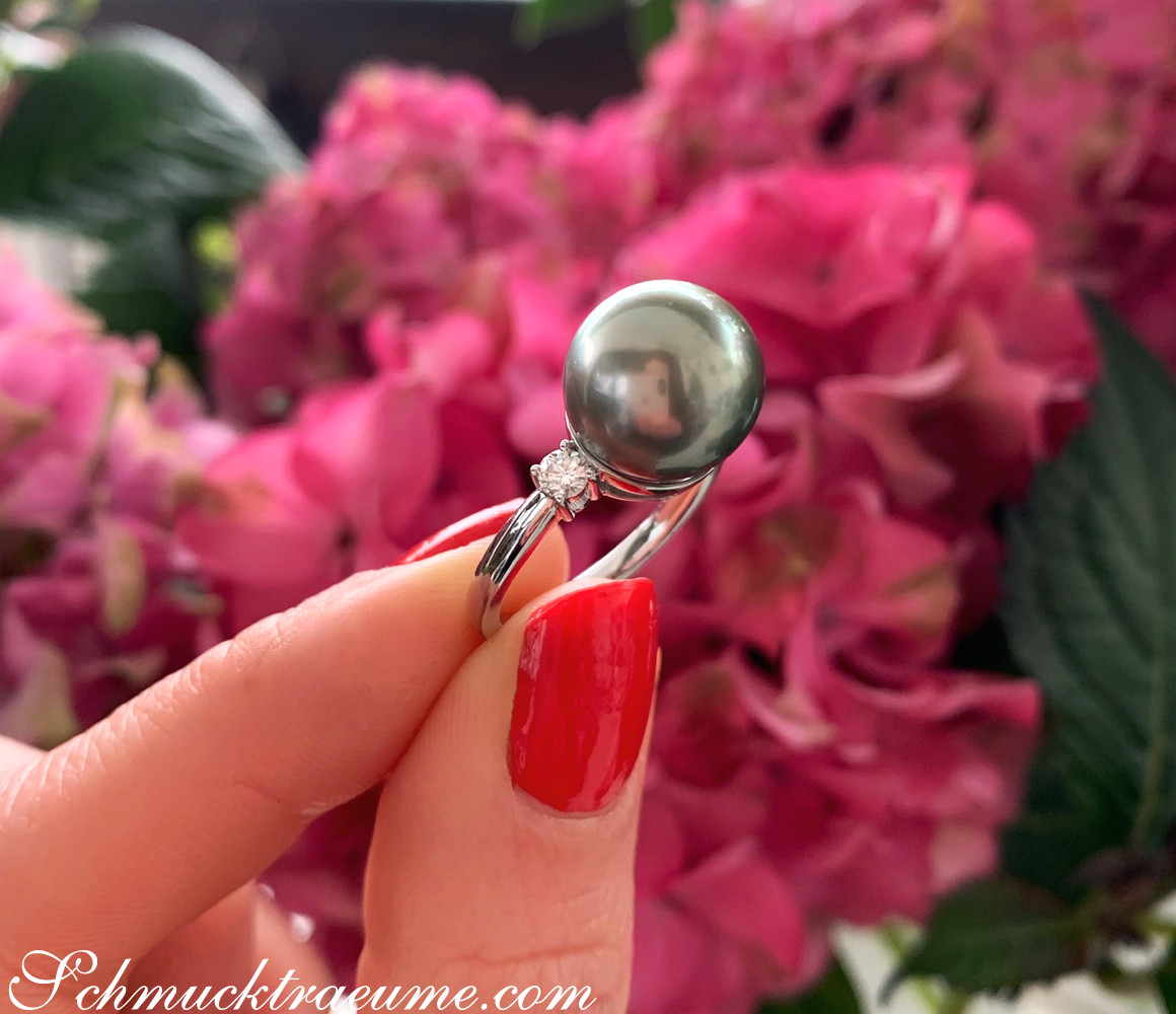 Aparter Tahitiperle Ring mit Brillanten - Image 5