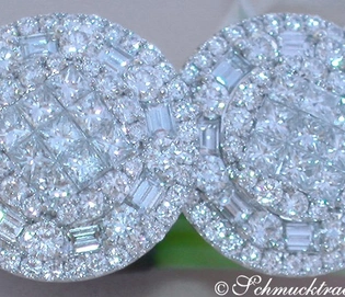 Weiße Diamant-Ohrstecker mit Princess & Baguette in Weißgold 750