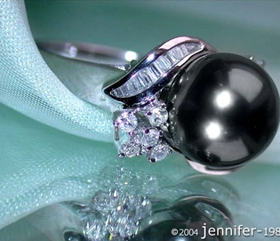 Weißgold-Tahitiperlen-Ring mit 0.470 Karat und 9-10 mm Perlen