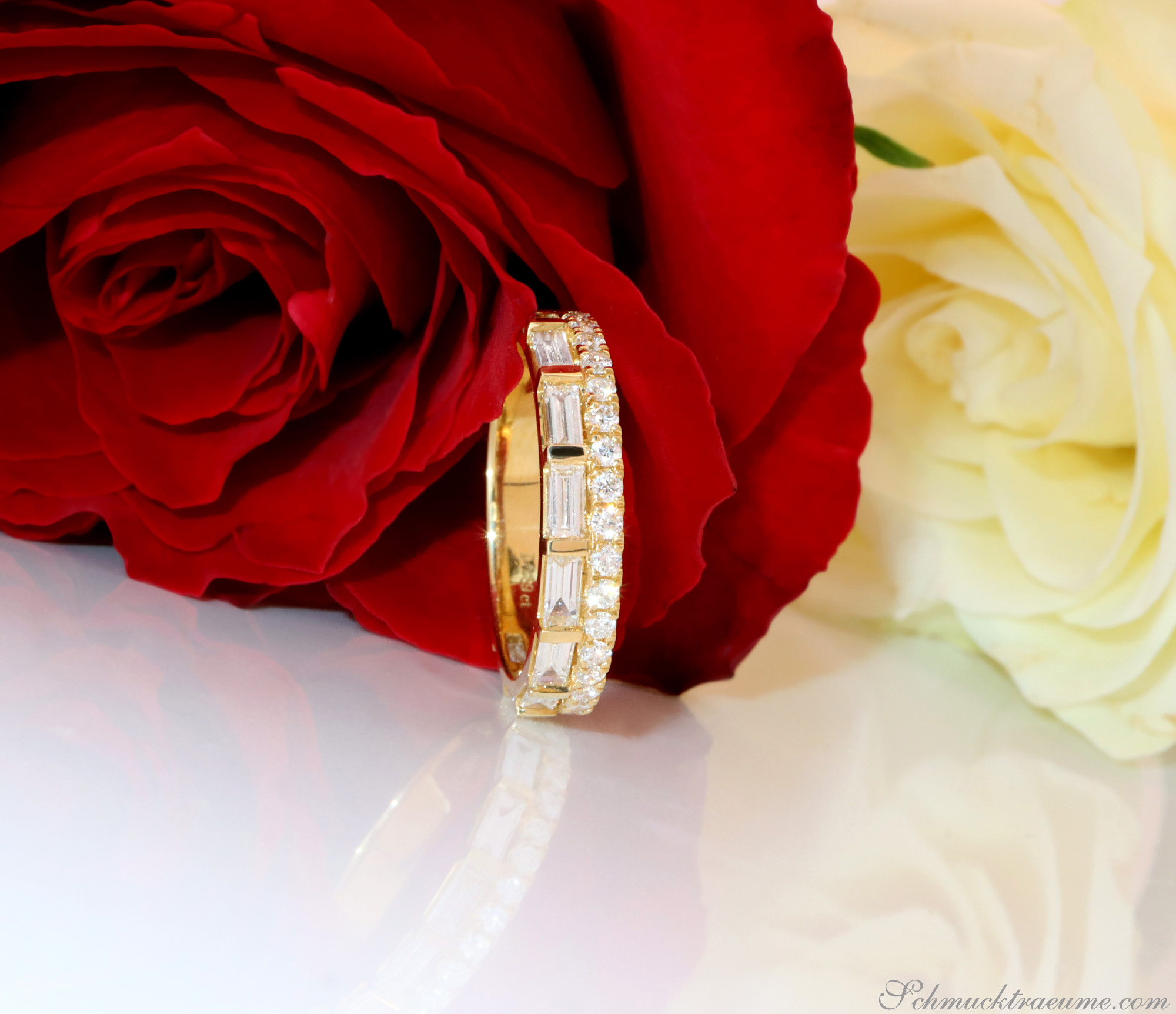 Bildschöner Brillanten Band Ring mit Baguette Diamanten - Image 8