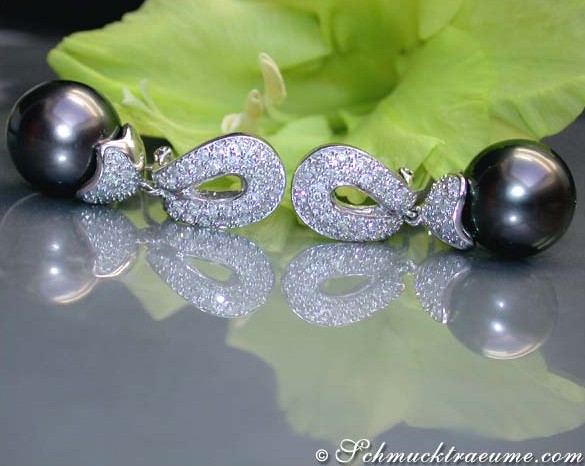 Auffallende Tahitiperlen Ohrstecker mit Diamanten - Image 5