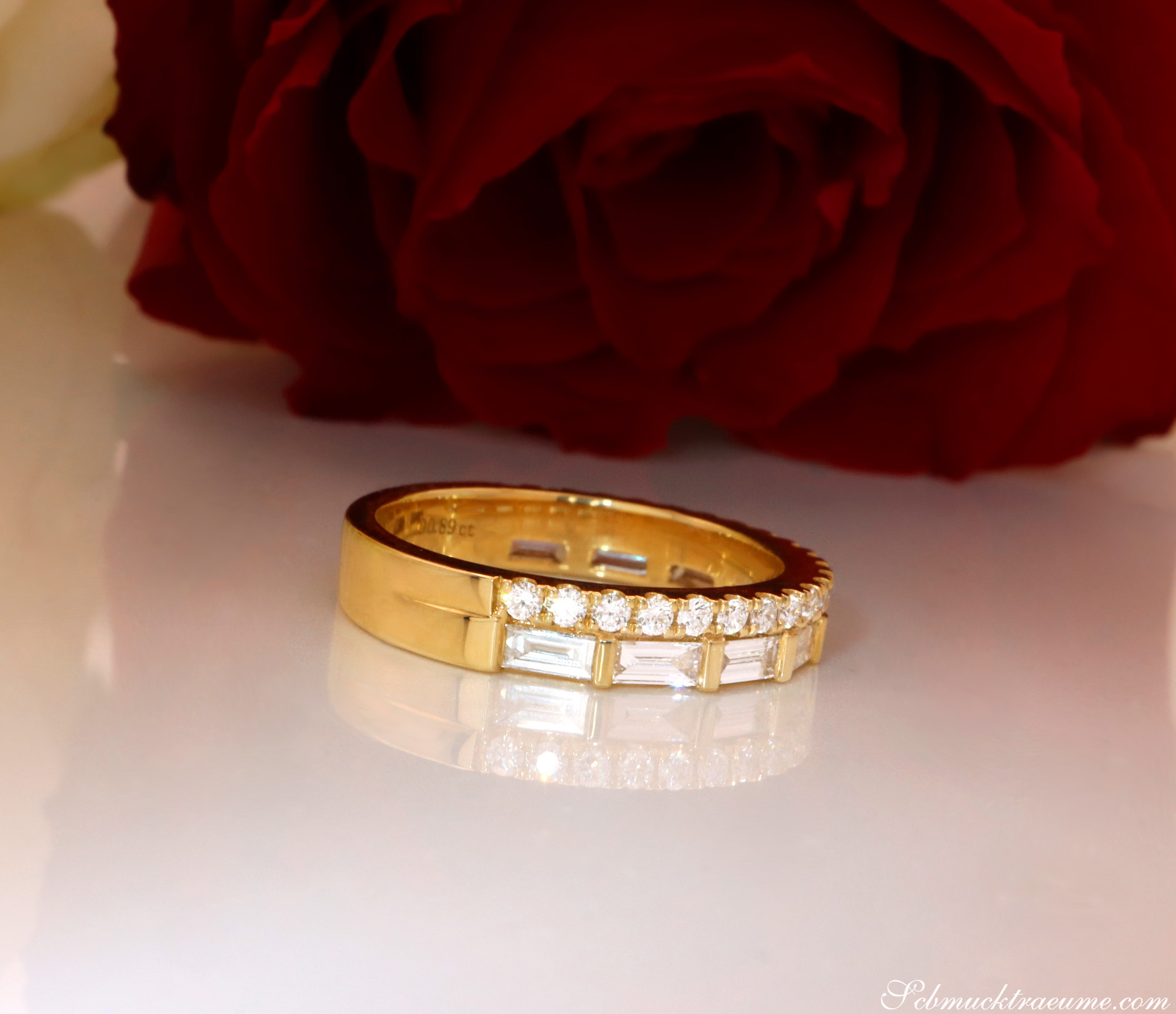 Bildschöner Brillanten Band Ring mit Baguette Diamanten - Image 10