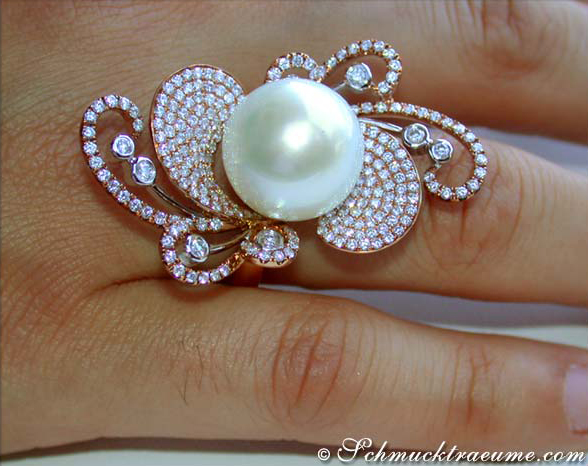 Fantastischer Südseeperle Ring mit Brillanten - Image 5