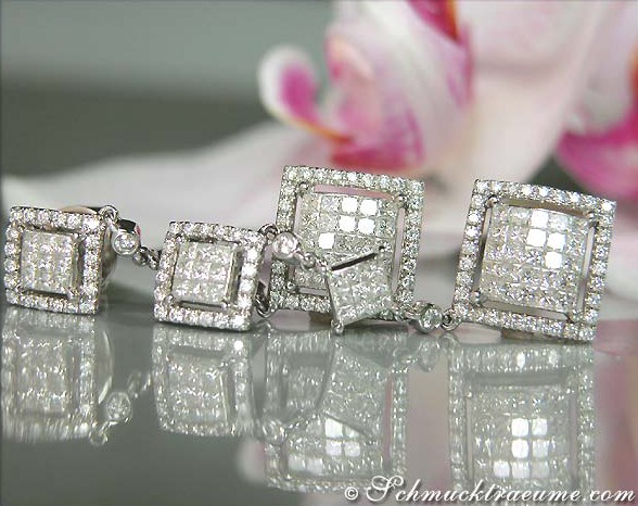 Prinzessinen-Diamant-Ohrgehänge mit langen Strängen und detaillierter Fassung