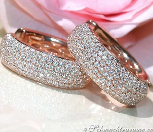 Stattliche Brillanten-Pavé-Creolen in Roségold mit 1.400 Karat TW VS