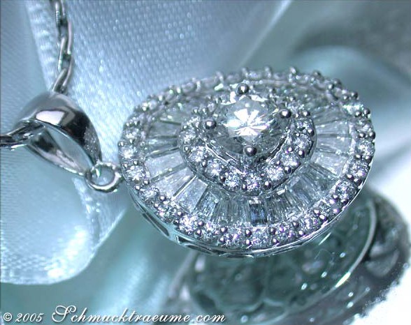 Detailaufnahme des Diamant-Solitär-Anhängers mit handgefertigtem Design und weißgoldener Verarbeitung