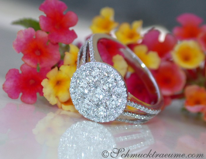 Flacher Brillantenring aus Weißgold mit 1.600 Karat, TW SI1, Detailansicht