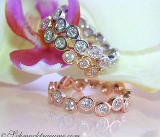 Stacking-Ringe aus Gold mit Brillanten: Rosé-, Gelb- und Weißgold, 1.290 Karat, W SI