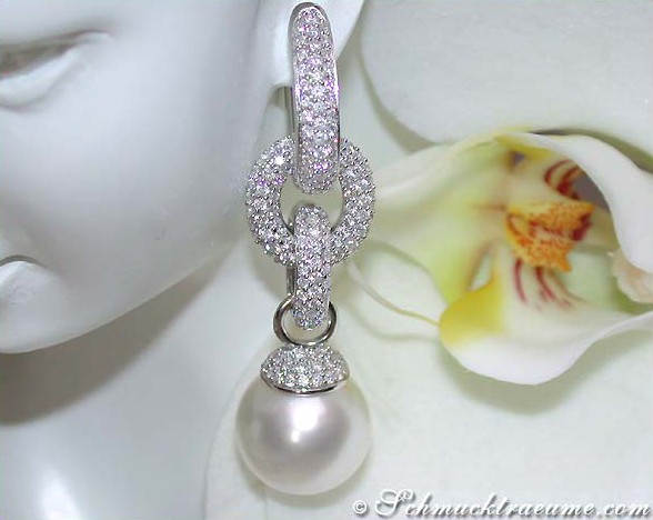 Wandelbare Südseeperlen Brillanten Ohrgehänge / Anhänger - Image 10