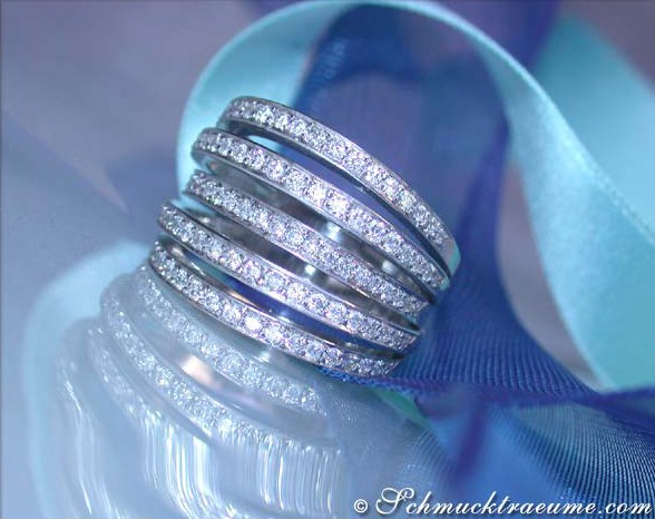 Mehrreihiger Brillanten Ring in Weißgold 750 - Image 2