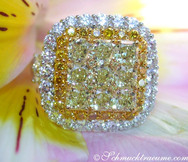 Exklusiver gelbe Diamanten Ring mit Brillanten - Image 1 Exklusiver gelbe Diamanten Ring mit Brillanten - Image 1
